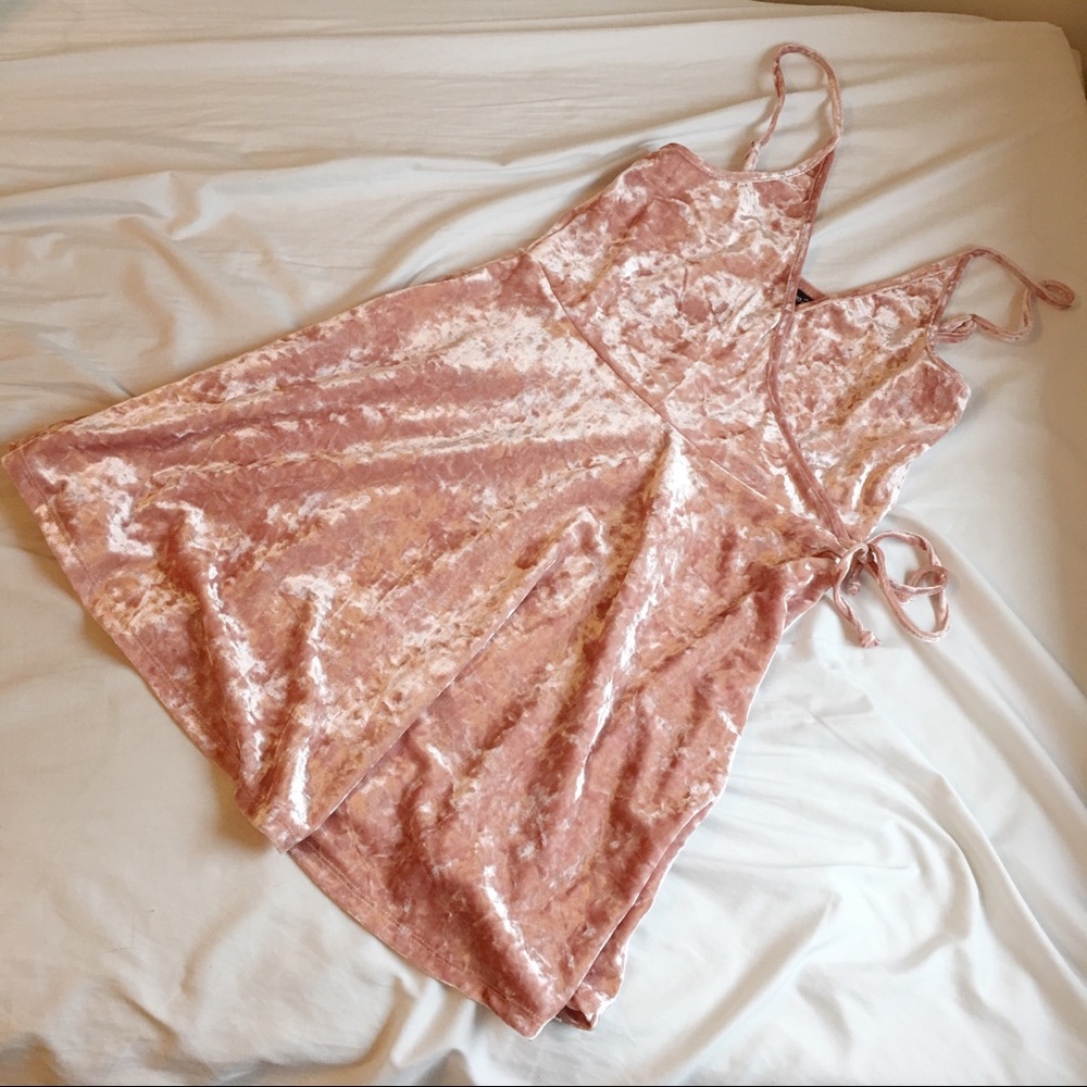 Pink Crushed Velvet Dress